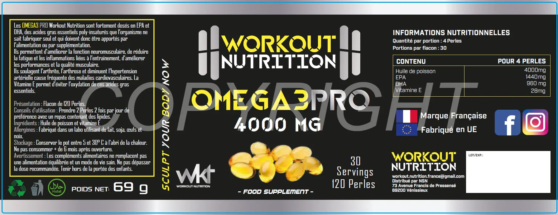 "OMEGA3 PRO 120 Gélules - Supplément en 3D pour Santé Cardiovasculaire et Cérébrale" Marchémix